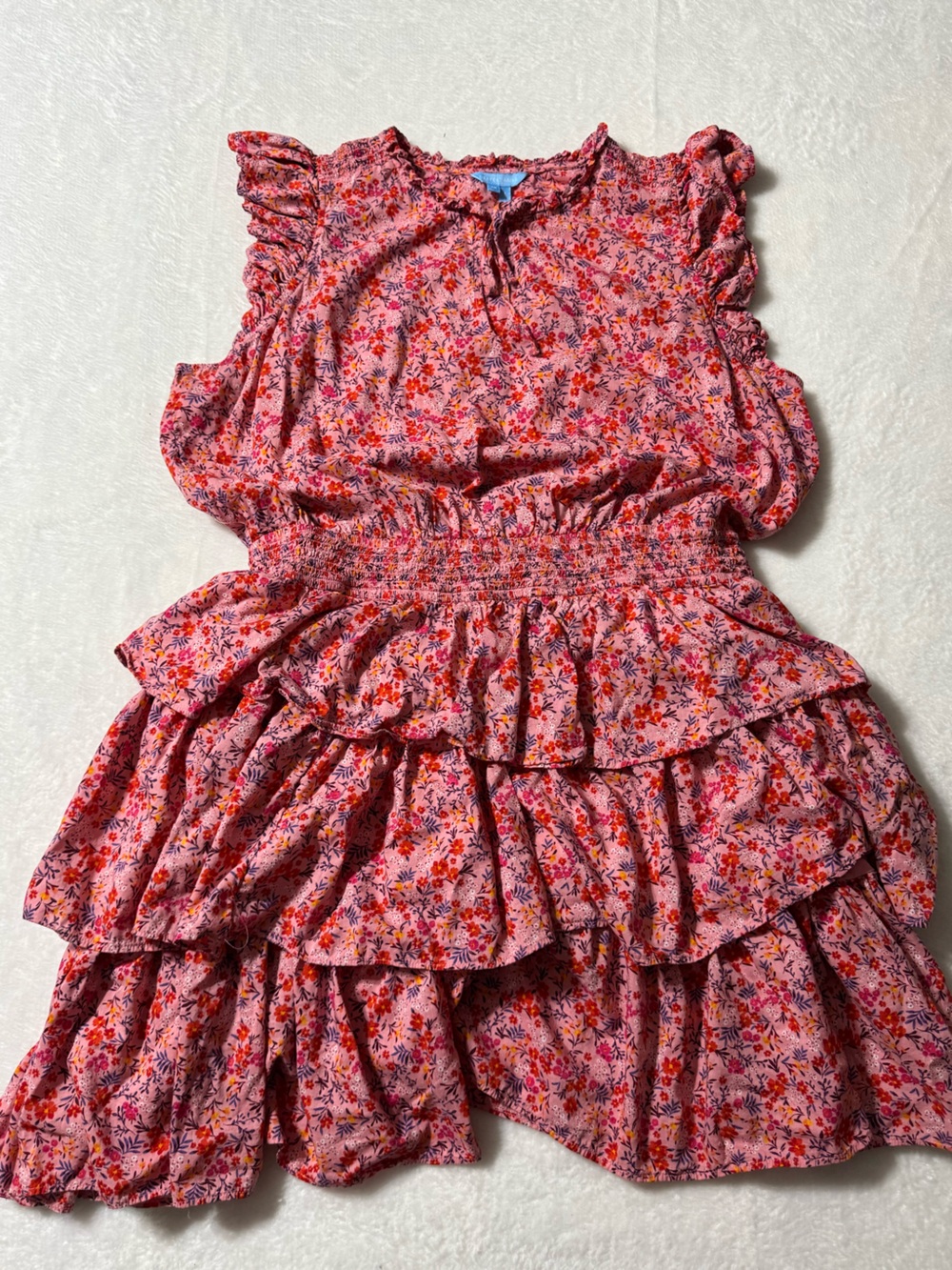 Draper James Pink Floral Ruffle Tiered Dress